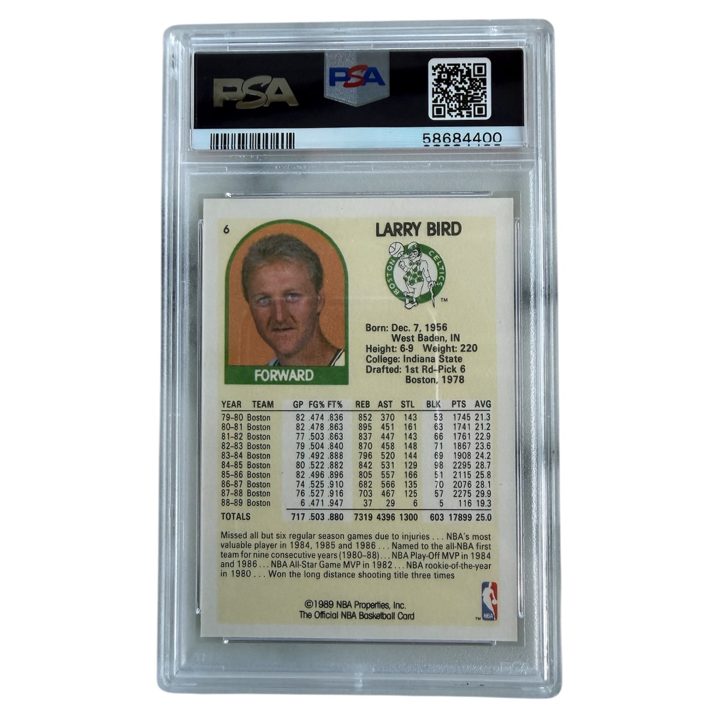 Mfs NBA Hoops card Larry Bird #33 Boston Celtics PSA 9 1989