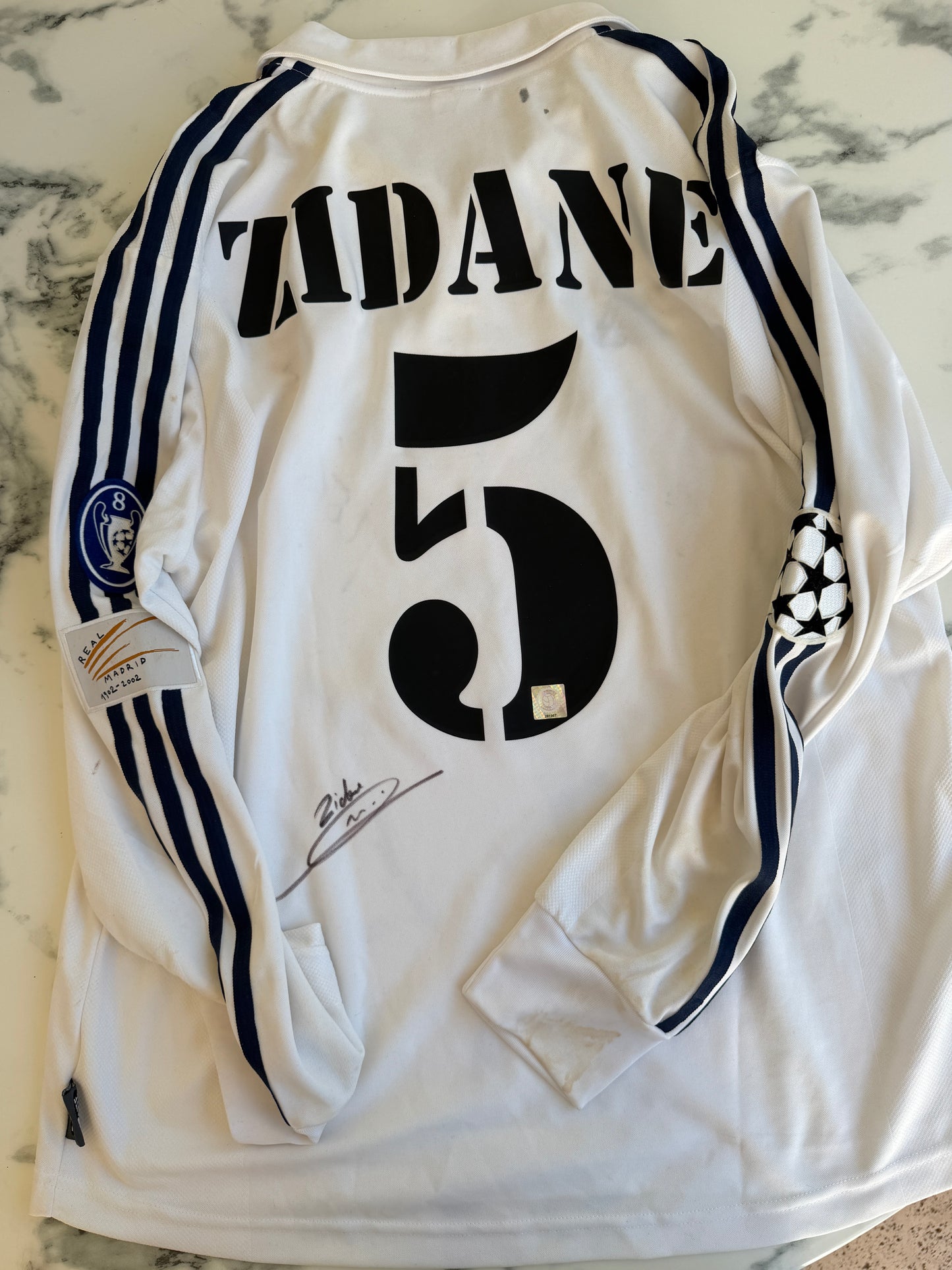 Mfs Real Madrid #5 Zinedine Zidane double signed adidas 01/02 taille M