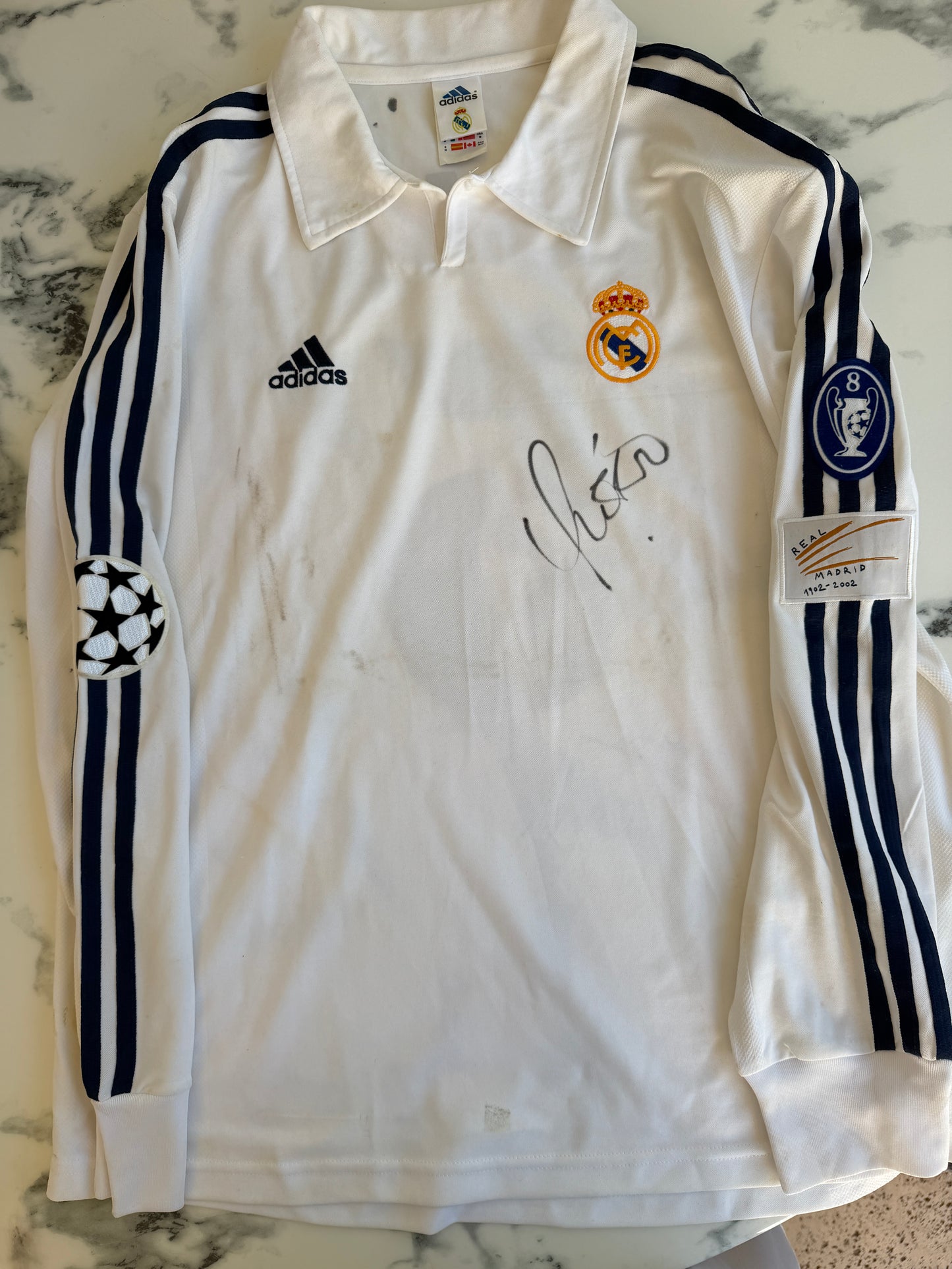 Mfs Real Madrid #5 Zinedine Zidane double signed adidas 01/02 taille M