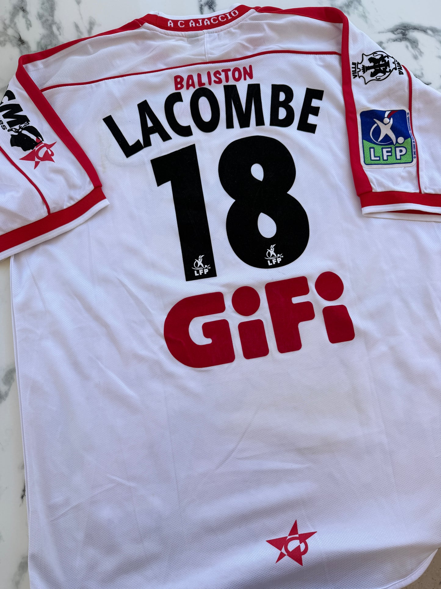 Mfs Ac Ajaccio Gregory Lacombe #18 Baliston 02/03 taille XL