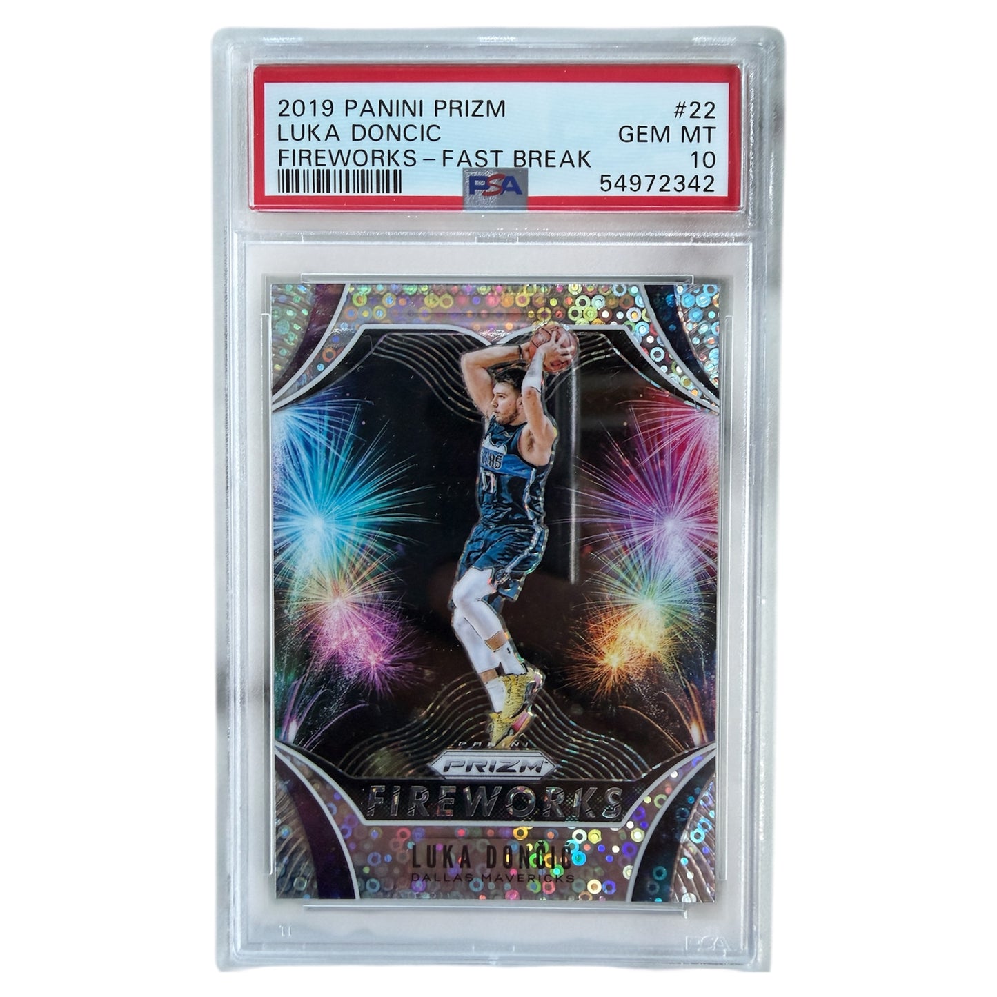 Mfs Panini prizm card Luka Doncic Fireworks Fast Break PSA Gem MT 10 2019
