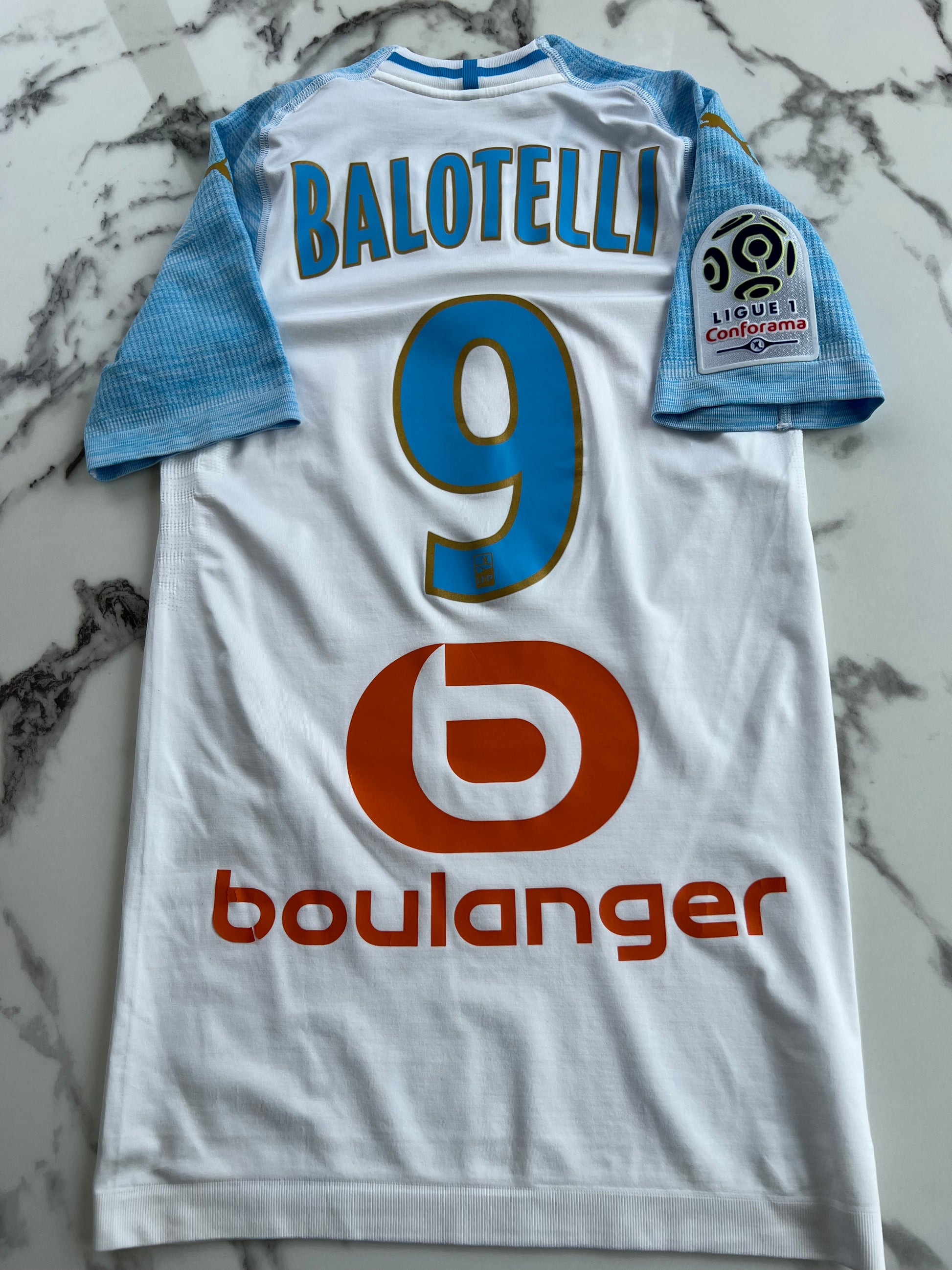 Olympique de Marseille Mario Balotelli 9 Puma 18 19 taille S Mercato Football Shirt